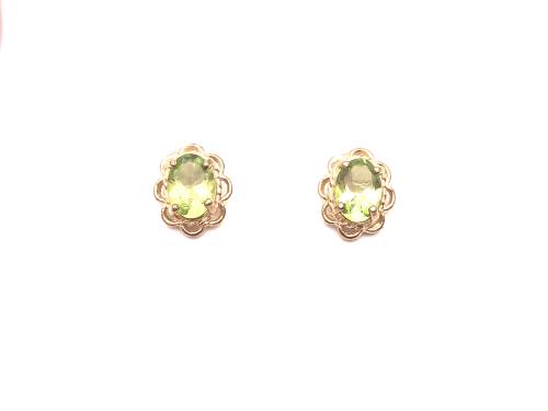 9ct Yellow Gold Peridot Stud Earrings