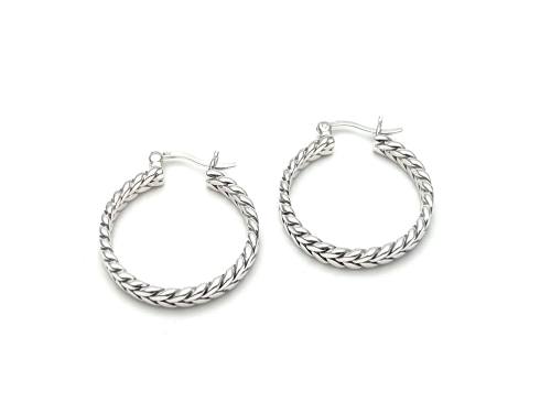 Silver Plaited Hoop Earrings