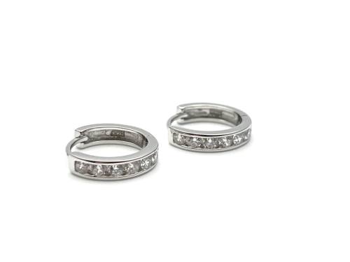 Silver CZ Huggie Hoop Earrings