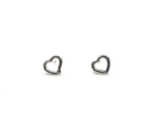 Silver Cut Out Heart Stud Earrings