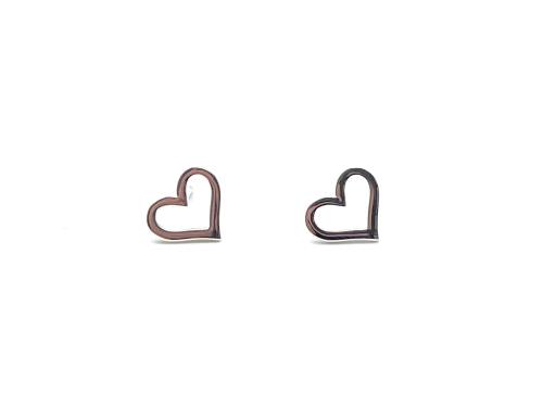 Silver Cut Out Heart Stud Earrings