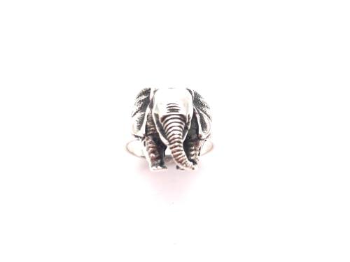 Silver Elephant Head Ring Size T