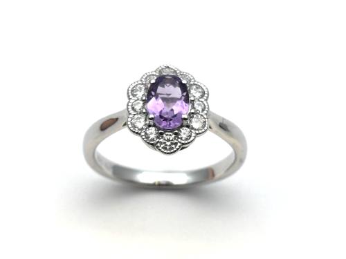 Silver Amethyst & CZ Cluster Ring