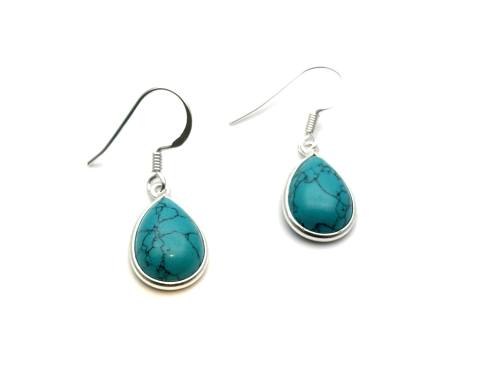 Silver Reconstituted Turquoise Drop Earrings