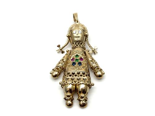 9ct Yellow Gold Large Ragdoll Pendant