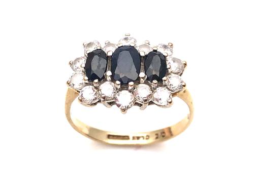 9ct Sapphire & CZ Cluster Ring