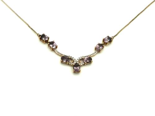 9ct Purple Spinel & Diamond Necklet