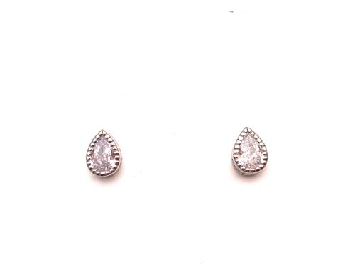 Silver CZ Pear Earrings