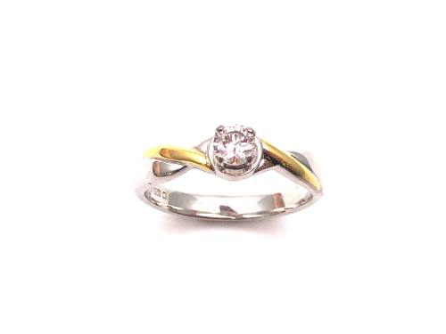 18ct 2 Colour Diamond Solitaire Ring 0.25ct