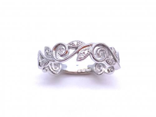 Platinum Diamond Filigree Ring 0.08ct