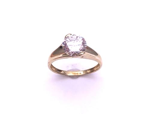 14ct Yellow Gold CZ Solitaire Ring