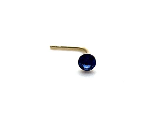 9ct Yellow Gold Blue CZ Nose Stud