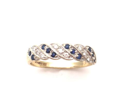 9ct Sapphire & Diamond Pave Ring