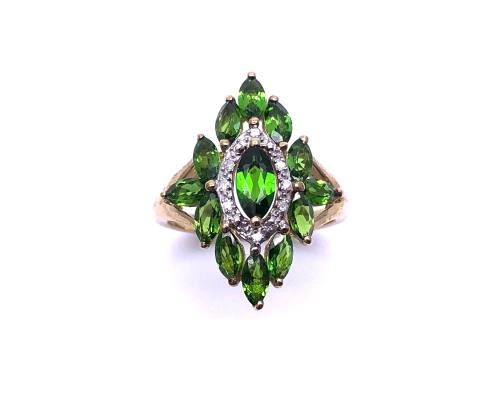 9ct Yellow Gold Diopside & Diamond Ring