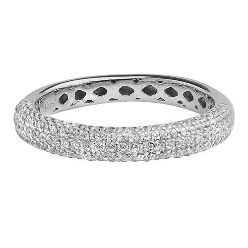 Silver CZ Pave Eternity Ring Size S