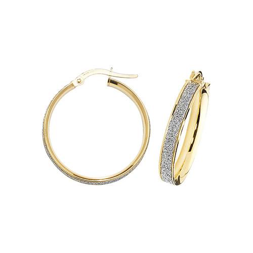 9ct Yellow Gold Glitter Hoop Earrings