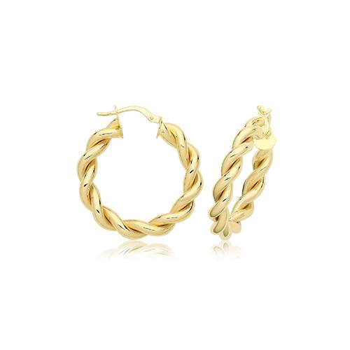 9ct Yellow Gold Twisted Hoop Earrings