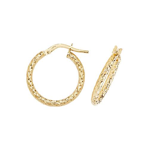 9ct Yellow Gold Textured Hoop Earrings