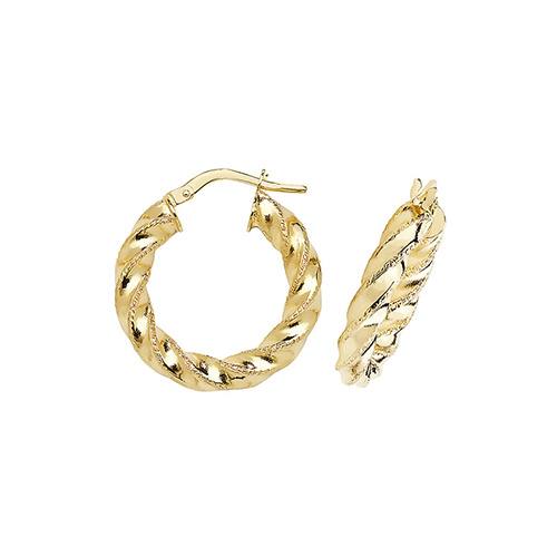 9ct Yellow Gold Twisted Hoop Earrings