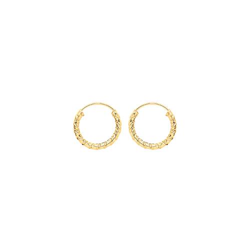 9ct Yellow Gold Patterned Sleeper Hoop Earrings