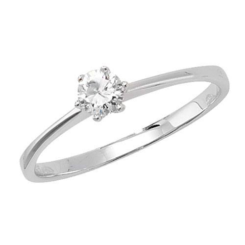 Silver CZ Solitaire Ring Size N