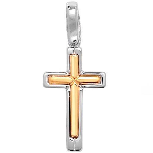 Silver Gold Plated Overlay Cross Pendant