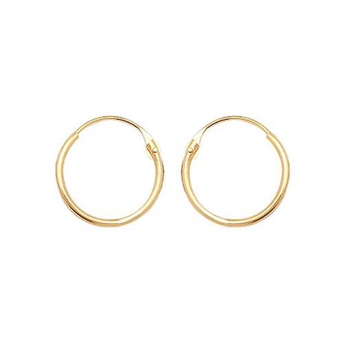 9ct Yellow Gold Hoop Sleeper Earrings 10mm