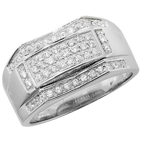 Silver CZ Pave Signet Ring