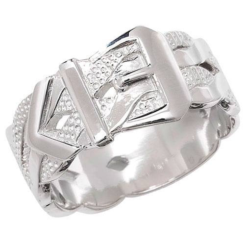 Silver Patterned Buckle Ring Size Q