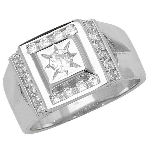 Silver Square CZ Ring Size S