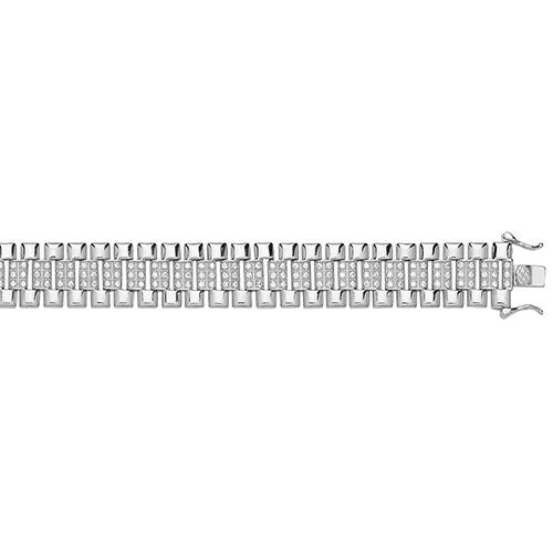 Silver CZ Watch Strap Style Bracelet 7 Inch