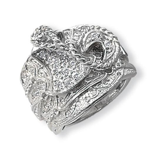 Silver CZ Saddle Ring