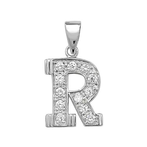 Silver CZ Initial R Pendant at Segal's Jewellers