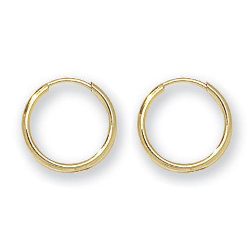 9ct Yellow Gold Sleeper Hoop Earrings 10mm