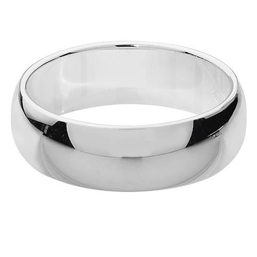 Silver D Shaped Wedding Ring 6mm at Segal's Jewellers