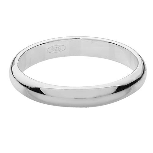 Silver D Shape Wedding Ring 3mm