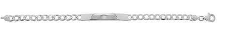 Silver Open Flat Curb ID Bracelet 7.5 Inch