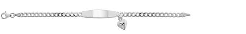 Silver Baby Heart Charm ID Curb Bracelet