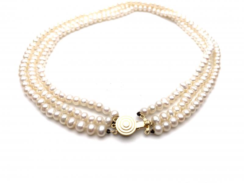 Secondhand 9ct Triple Strand Pearl Necklet at Segal's Jewellers