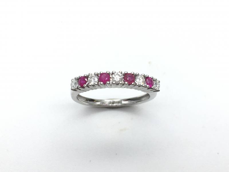 9ct White Gold Ruby & Diamond Eternity Ring at Segal's Jewellers