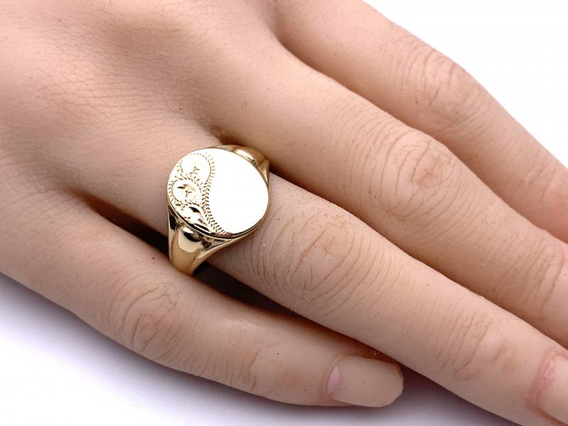Floral Engraved Initial Signet Ring Handmade Ring Modern Signet Sterling  Silver Ring - Etsy UK | Signet rings women, Signet rings women vintage,  Gold rings fashion